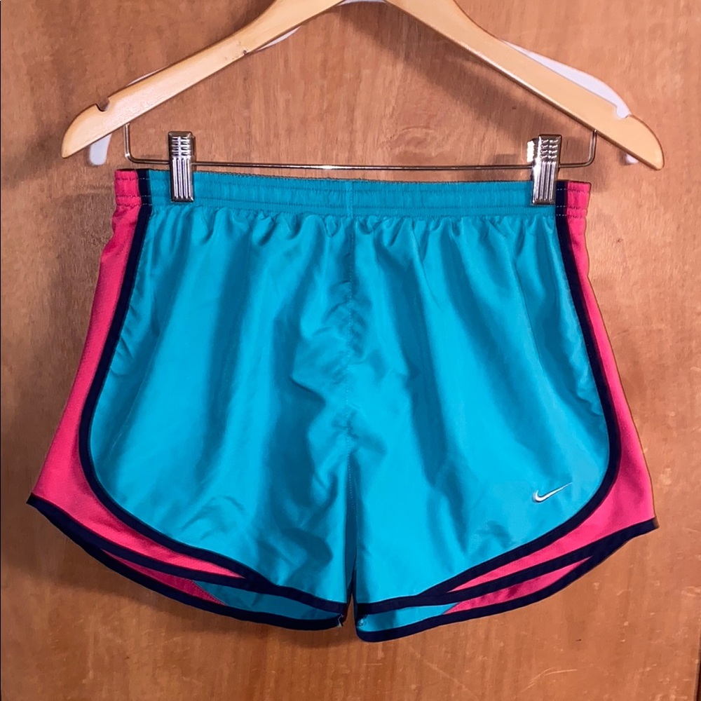 Nike Blue and Pink Athletic Shorts Lightweight Elastic Waist